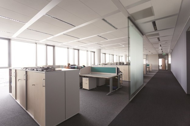 Office space with desks and cabinets